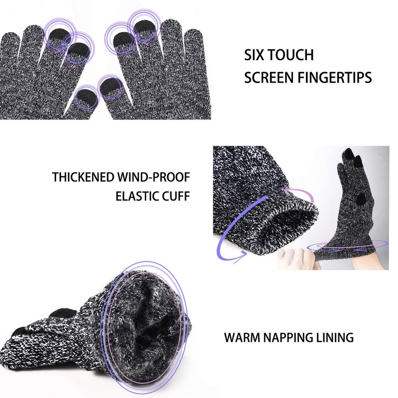 TRENDOUX Winter Gloves for Men Women - Upgraded Touch Screen Cold Weather Thermal Warm Knit Glove for Running Driving Hiking - Image 3